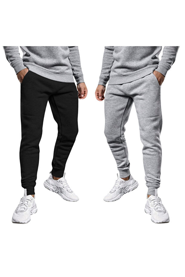Men's Winter Black Jogger Sweatpants Skinny Leg Slim Fit