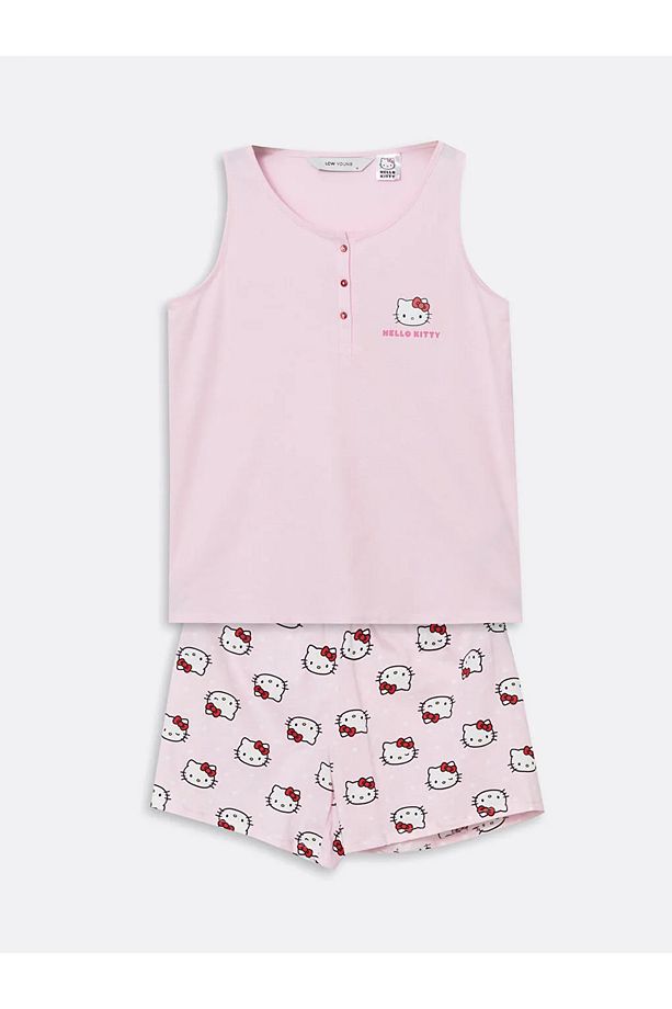 LCW Young Pembe Hello Kitty Baskılı Kadın Şortlu Pijama Takımı - 1