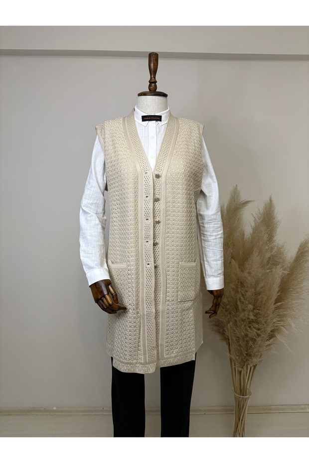 Uzun Merserize Yelek - 1