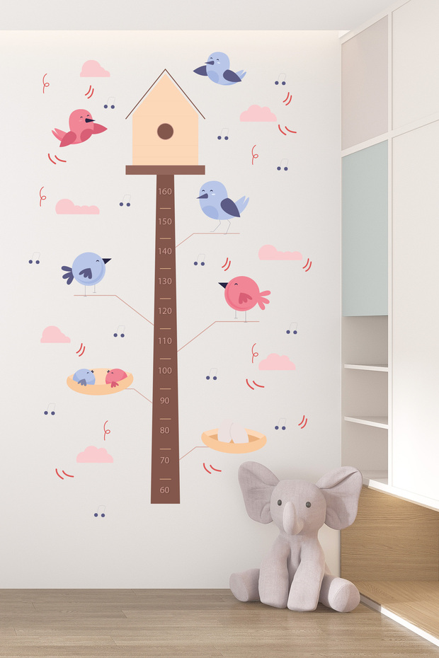 Bird House Themed Height Gauge Kids Room Sticker
