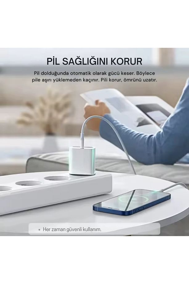 iPhone Tüm Serilere Uyumlu 20w Hızlı Şarj Seti Adaptör ve Type C Kablosu 7 8 X 11 12 13 14 Plus Pro - 4