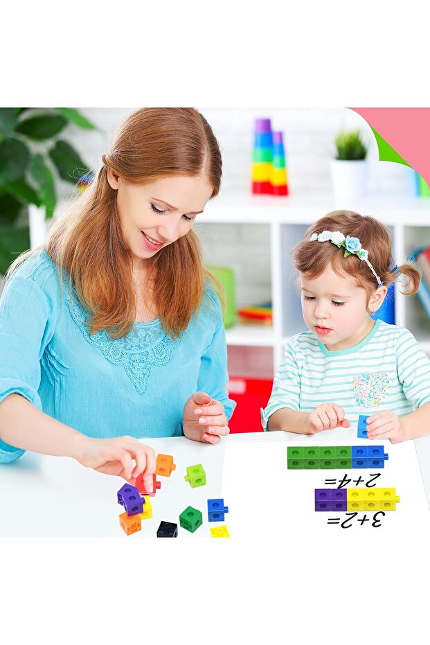 200PCS Math Linking Cubes, Math Cubes Manipulative Connecting and Counting Snap Blocks,for Preschool - 6