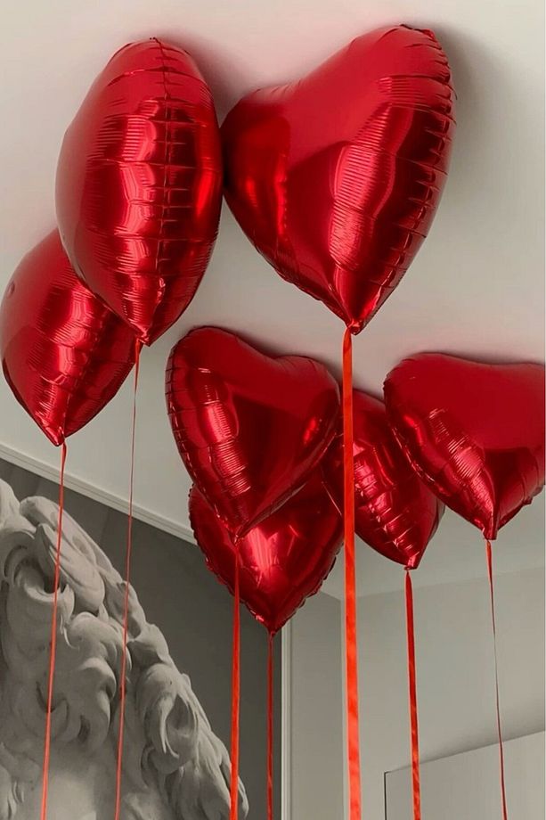 Kırmızı Kalp Folyo Balon Parlak 5 Adet 45cm - 5