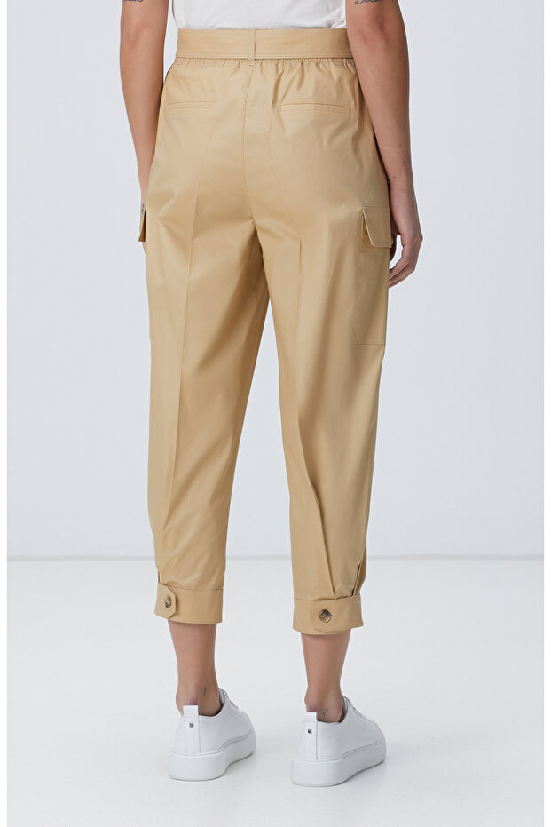 Bej Paçası Çıtçıtlı Pantolon - 5