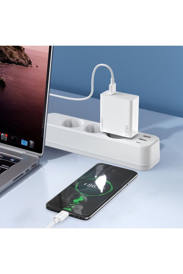 Eu48 120w Usb Qc 3.0 Çıkışlı Ve Usb To Type-c Kablolu Pd Hızlı Şarj Cihazı - 2