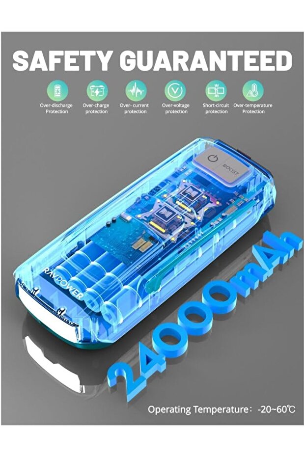 3-in-1 Jump Starter with 24000mAh Power Bank & LED Flashlight, PB1227 - 6