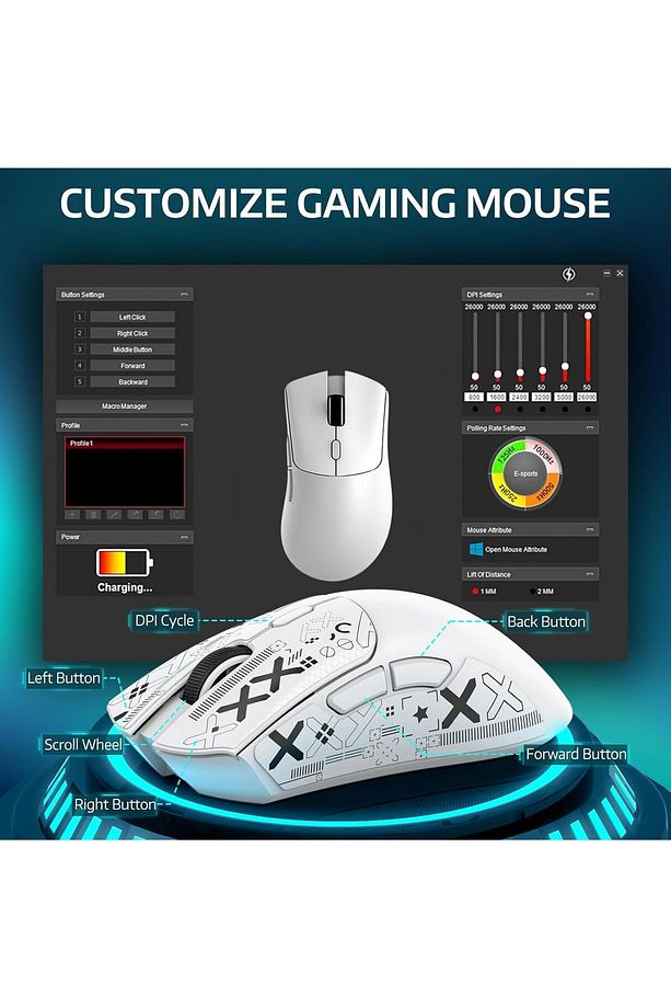 Attack Shark R1, Paw3311, 1000hz, 18.000dpi Ultra Hafif Oyuncu Mouse - 4
