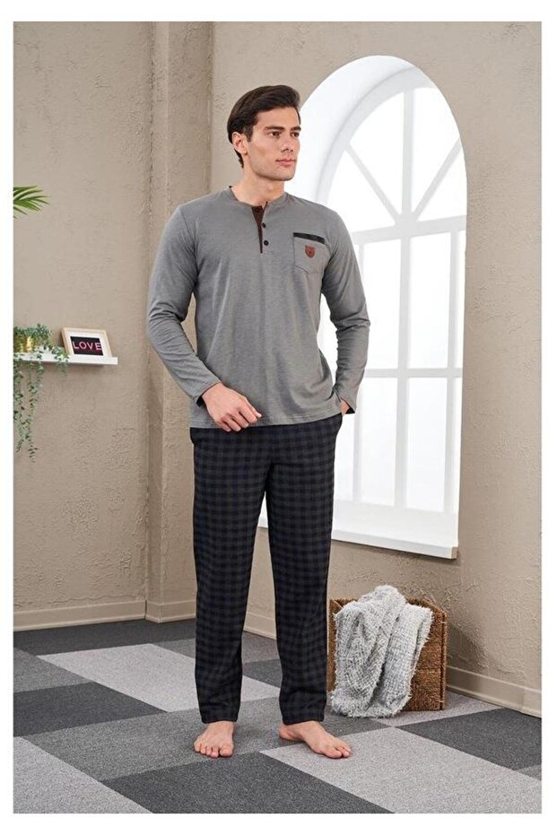 PJS 23703 Men's Pajama Set with Placket - 2