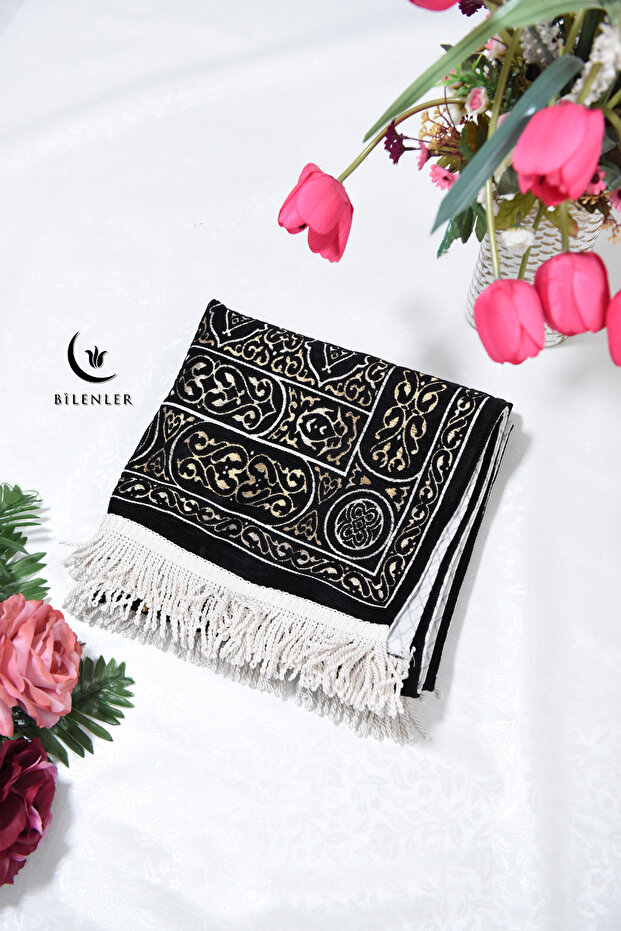 Kaaba Door Patterned Lined Prayer Rug - 2