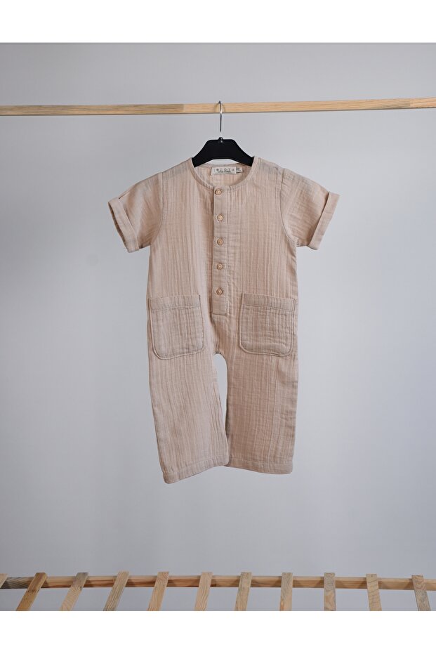 Seasonal Muslin Jumpsuit with Placket 12Months-3Years