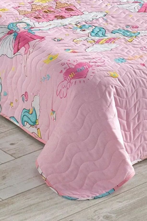 Kapitone Yatak Örtüsü Seti Tek Kişilik Unicorn Dreams Pembe - 6