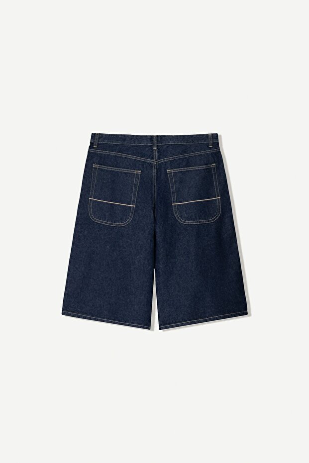 Denim skater bermuda şort - 5