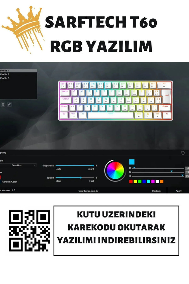 T60 Siyah Rgb Uygulamalı Kırmızı Red Switch Gaming Klavye Rgb Kablolu Gaming Oyuncu Klavyesi - 3