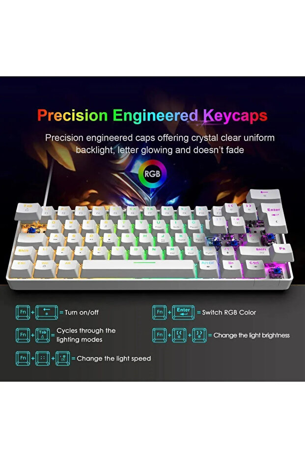 T60 Siyah Rgb Uygulamalı Kırmızı Red Switch Gaming Klavye Rgb Kablolu Gaming Oyuncu Klavyesi - 4