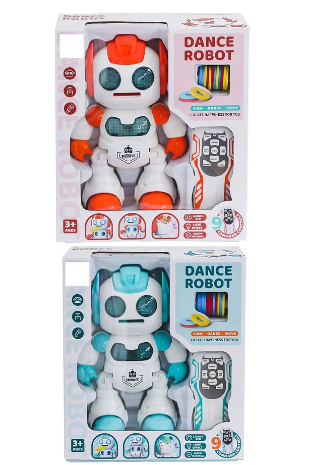 Uzaktan Kumandalı Disk Atan Sesli Işıklı Renkli Sevimli Robot Disk Fırlatan 22 cm Robot - 7