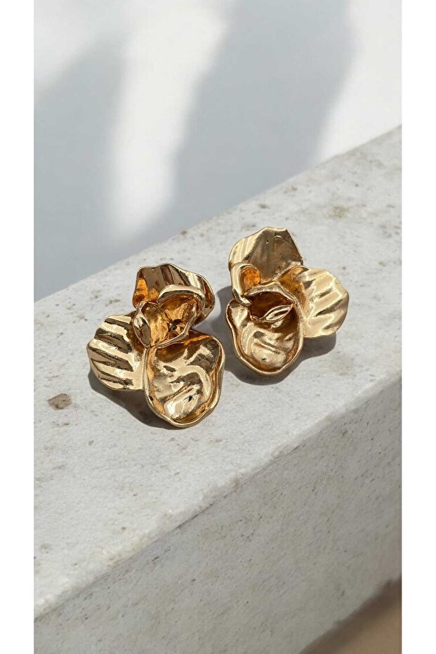 Gold Color Magnolia Shaped Earrings