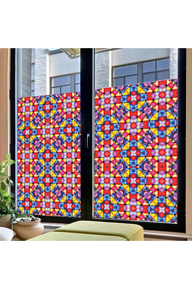 61X100 cm Patterned Frosted Glass Stained Glass Foil - Self Adhesive