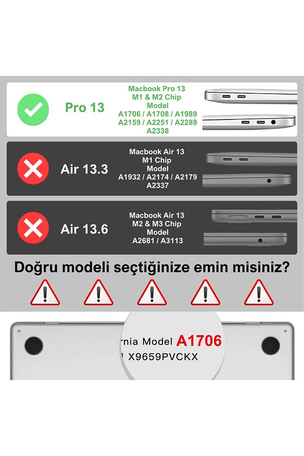 Macbook Pro 13" 2020-2022 M1-m2 Çip A1706-a1708--a2159-a2251-a2289-a2338 Uyumlu Kapak Koruma Kılıfı - 3