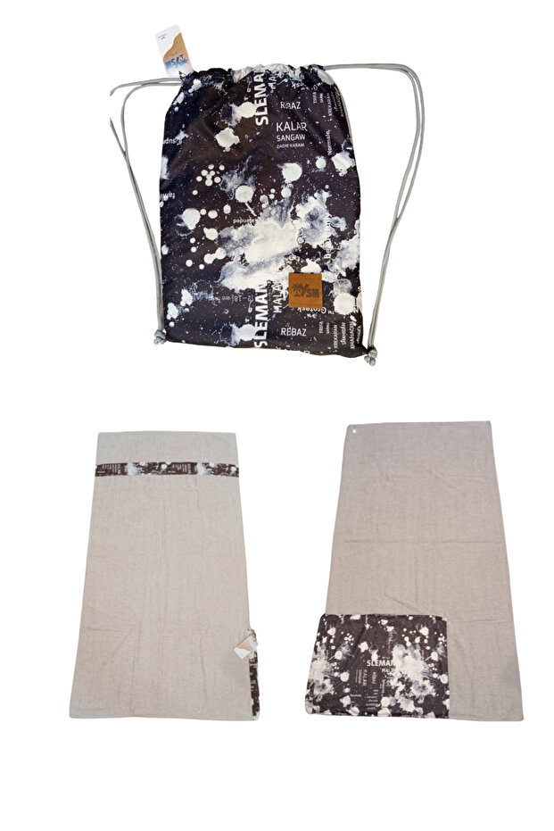 Custom Design Grey Pattern Beach Towel Backpack 2 in One Cs.01.25.1 - 5