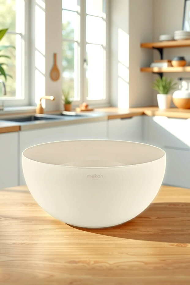 Bowl Round Hard Plastic Large Size 8.5 lt 15 cm Cream