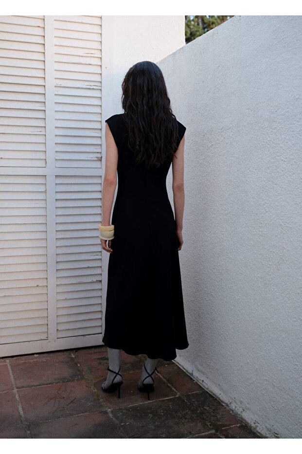 Beli drape evaze elbise - 4