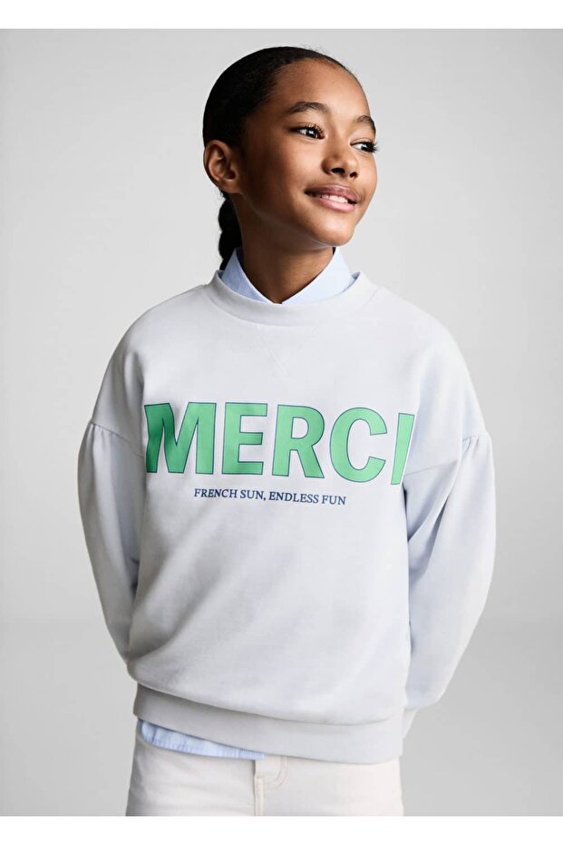 Mesajlı pamuklu sweatshirt - 1