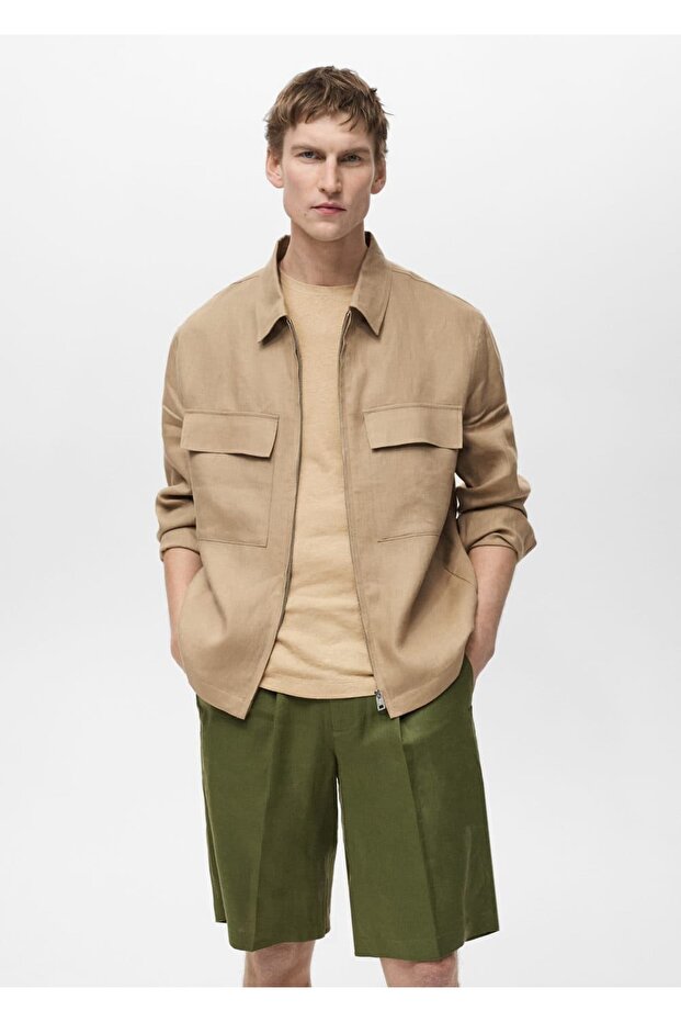 %100 keten cepli ceket - 1