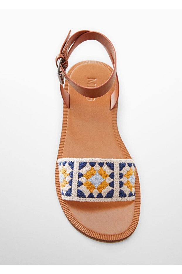 İşlemeli Bilezikli Sandalet - 6