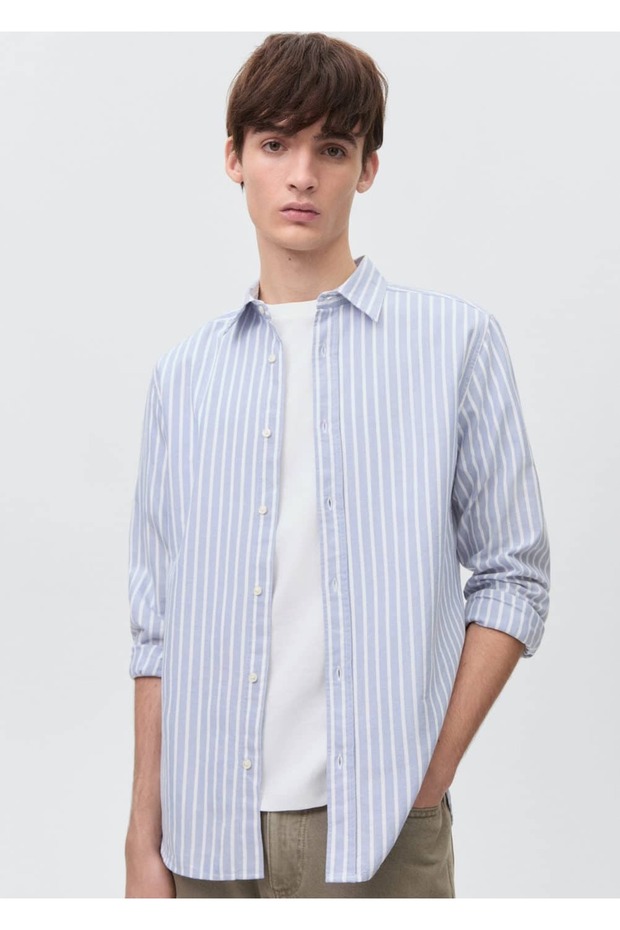 Çizgili Oxford gömlek - 1