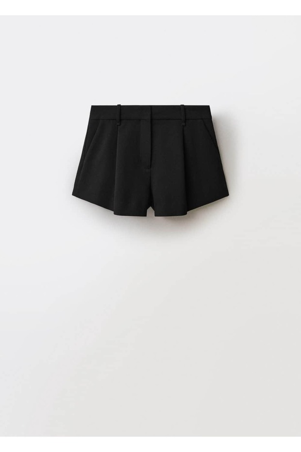 Pens detaylı kumaş şort - 3