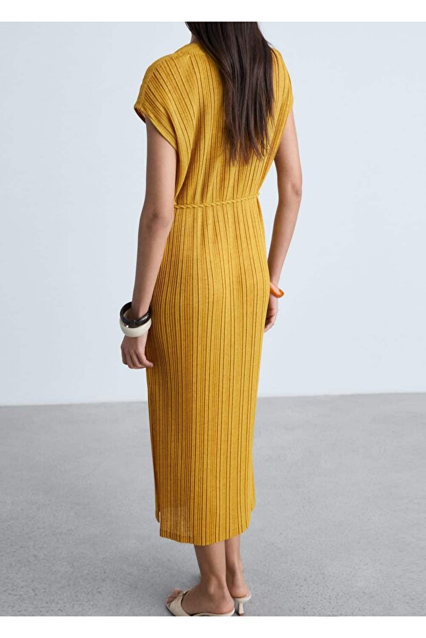 Pilili kemerli elbise - 4