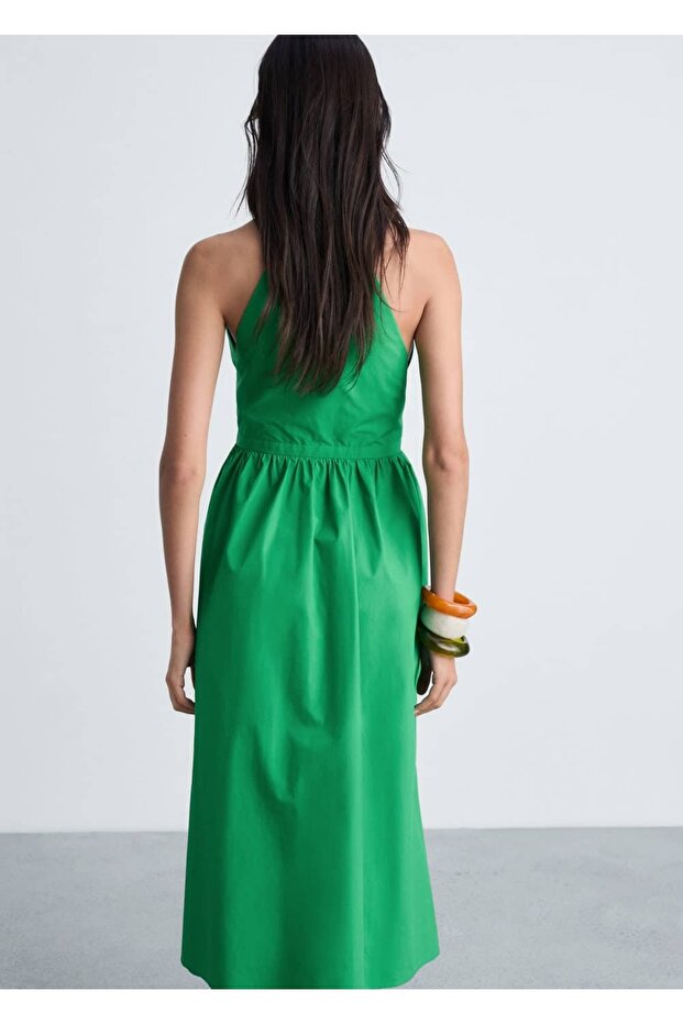 Flared bağ detaylı elbise - 4