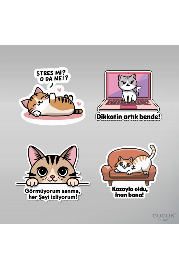 Sevimli Kedi Sticker Seti - 7