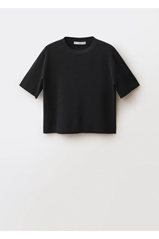 Kısa kollu yün karışımlı kazak - 3