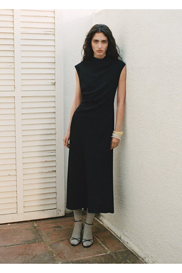 Beli drape evaze elbise - 2