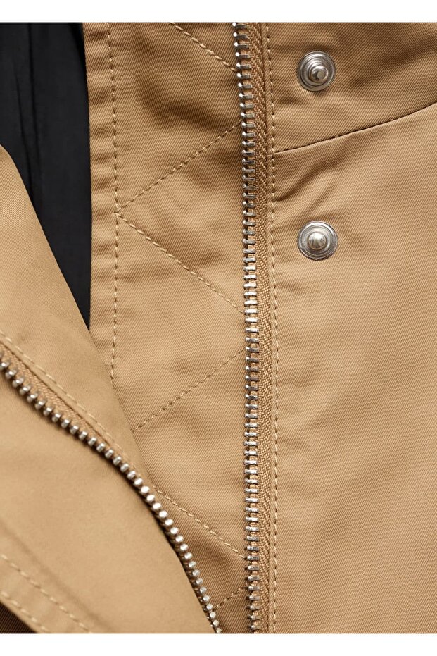 Cotton Parka with Drawstring Ends - 5