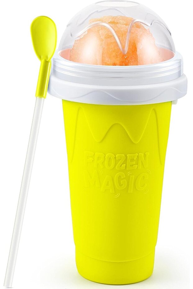 Slushy Cup - Frozen Magic Slushie Maker Cup Squeeze, Cool Fun Gadgets for Kids & Teens (Yellow)