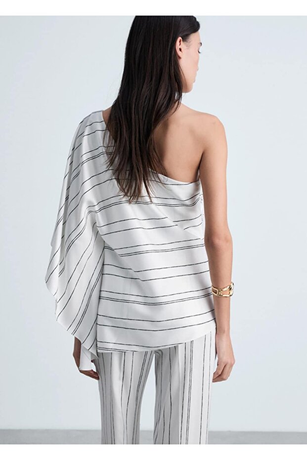 Çizgili asimetrik bluz - 4