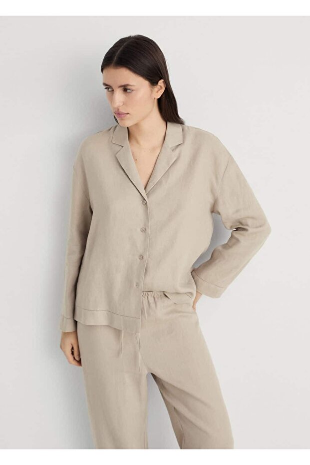 Keten karışımlı gömlek - 1