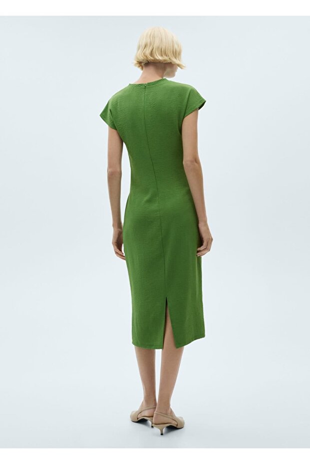 Düğümlü midi elbise - 4