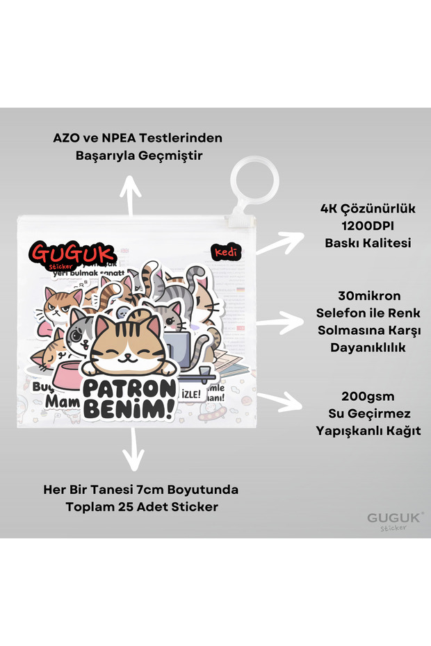 Sevimli Kedi Sticker Seti - 8