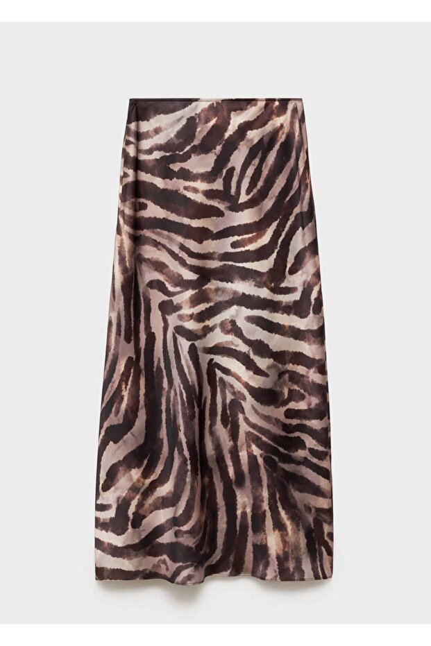 Leopard Patterned Satin Skirt - 3