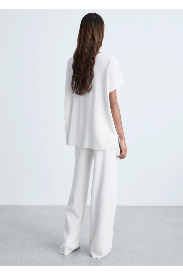 V yakalı triko bluz - 4