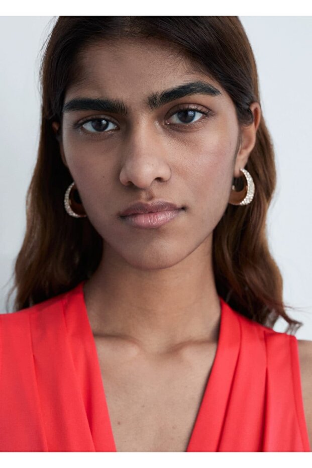 V yakalı triko elbise - 6