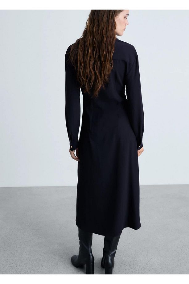 Beli drape midi elbise - 4