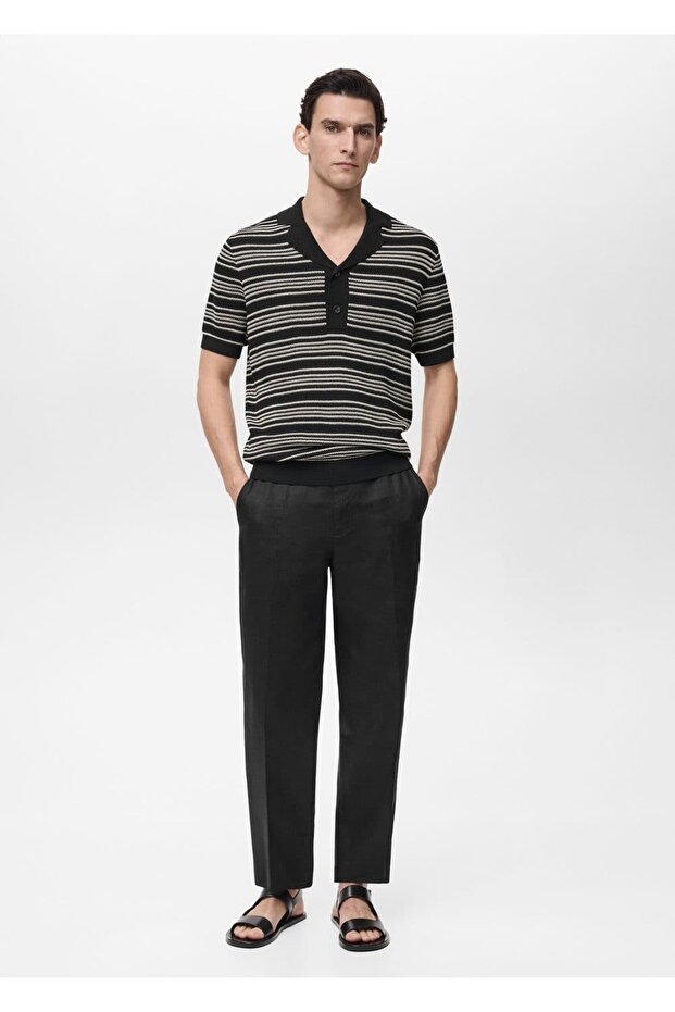 Triko çizgili polo gömlek - 2