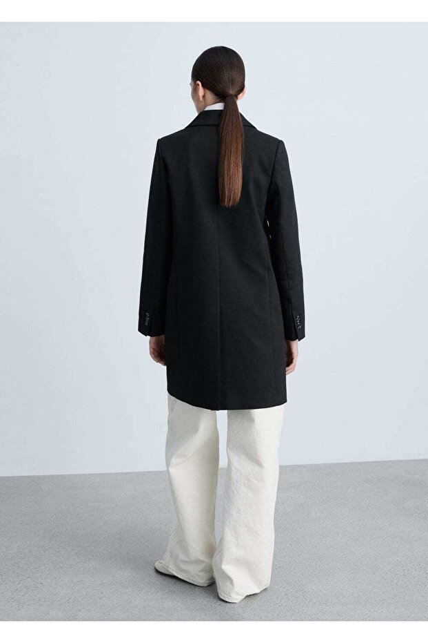 Düğmeli midi pamuklu palto - 4