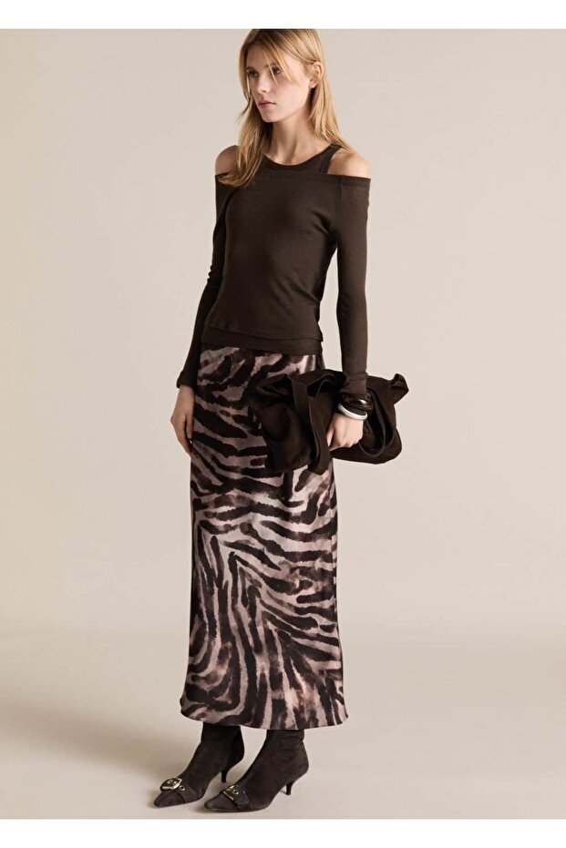 Leopard Patterned Satin Skirt - 2