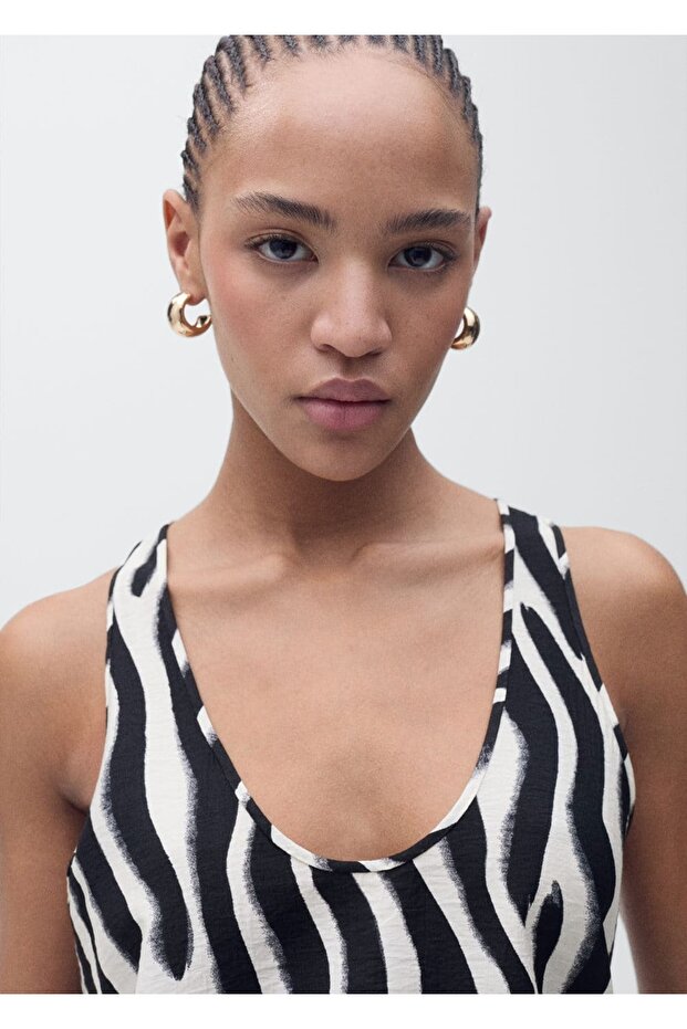 Zebra desenli askılı bluz - 7