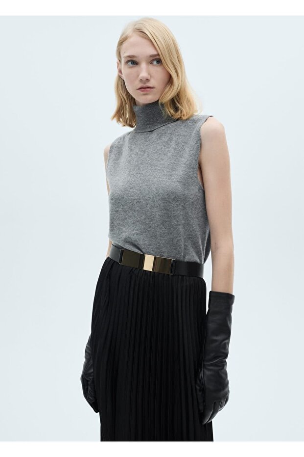 Düz kesim pileli etek - 5